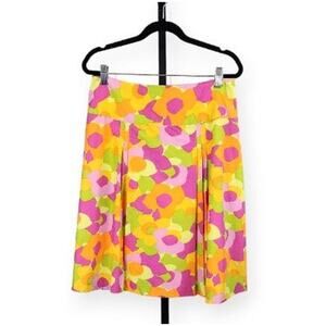Hanna Andersson Pleated A-Line Skirt Floral Print High Waist Women's Size 10 New